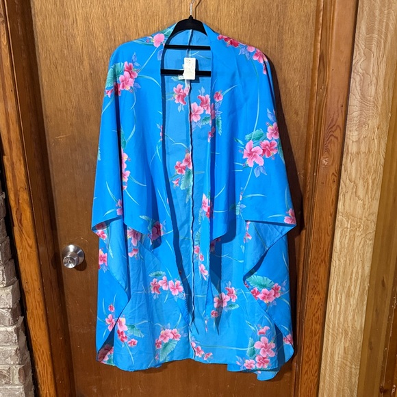 Jackets & Blazers - Floral Blue Kimono Wrap